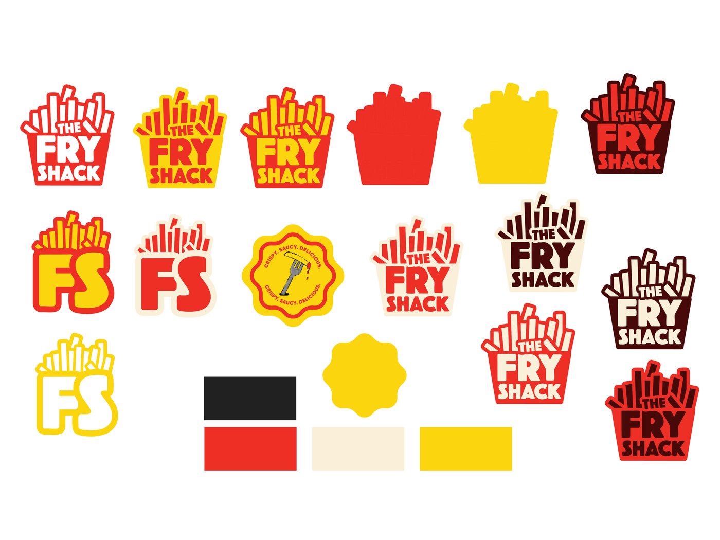 Fry Shack logo colour and lockup variant tests